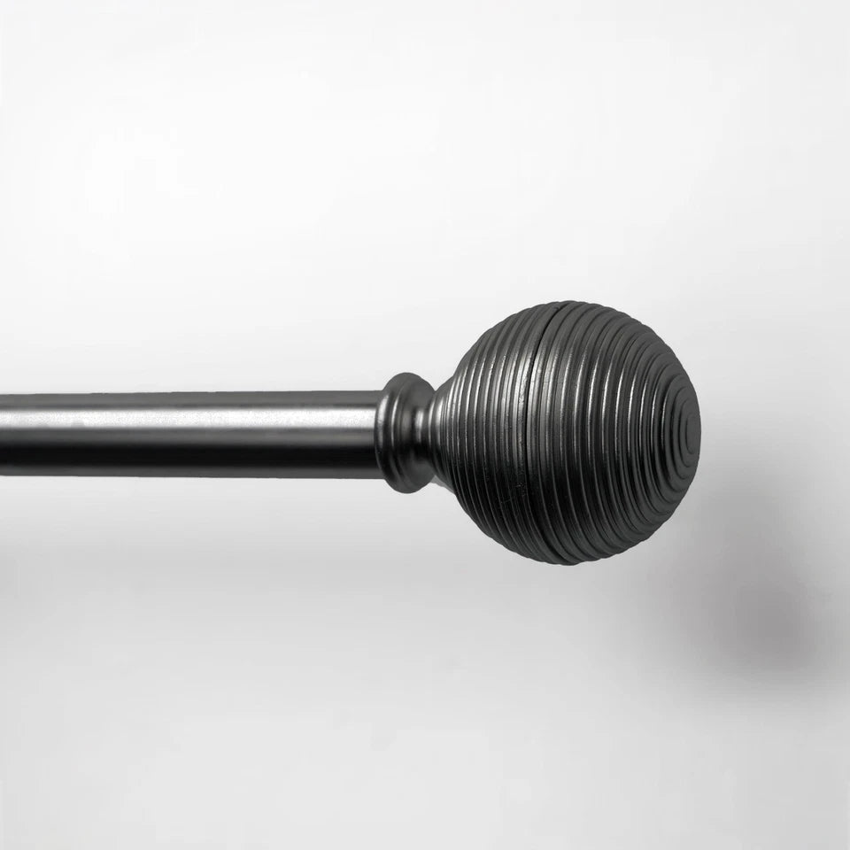 Lumi Single Curtain Rod Set Brushed Nickel- Lined Ball