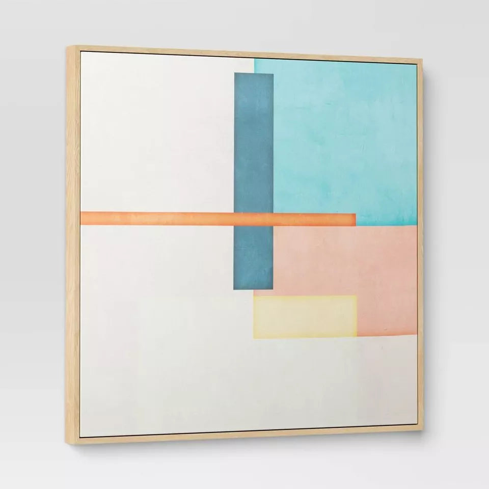 (Set of 2) Color Blocks Framed Wall Canvases
