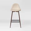 Curved Back Counter Stool Bar Round Mid-Century Metal Cream