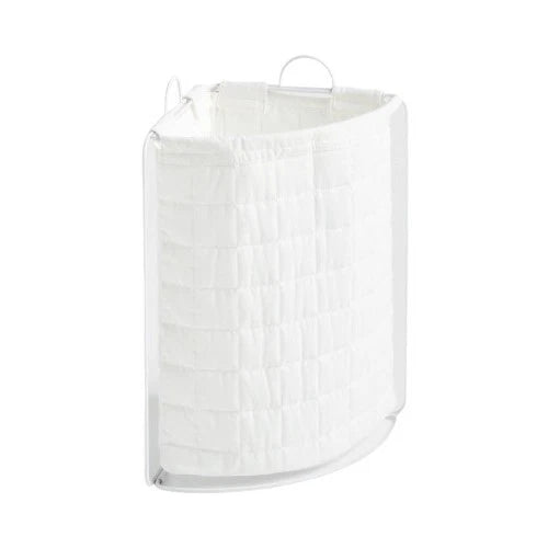 Quilted Collapsible Corner Kids' Laundry Basket Hamper Canvas White