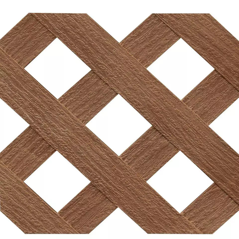 California Redwood Privacy Diamond Vinyl Lattice Panel - Framed - Set of 2