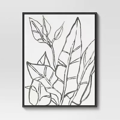 Botanical Sketch Framed Wall Canvas White/Black
