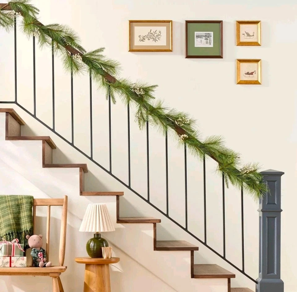 Faux Needle Pine and Snowberry Christmas Garland Set of 2, final cut