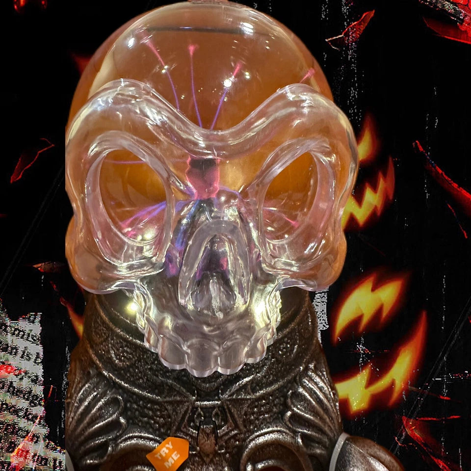 LED Light Up Plasma Ball Skull Halloween Working