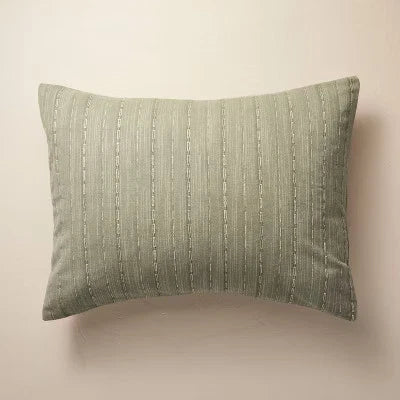 3pc Full/Queen Washed Loop Stripe Duvet Cover Bedding Set Sage Green