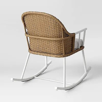 Windsor Steel & Wicker Outdoor Patio Chair, Rocking Chair White