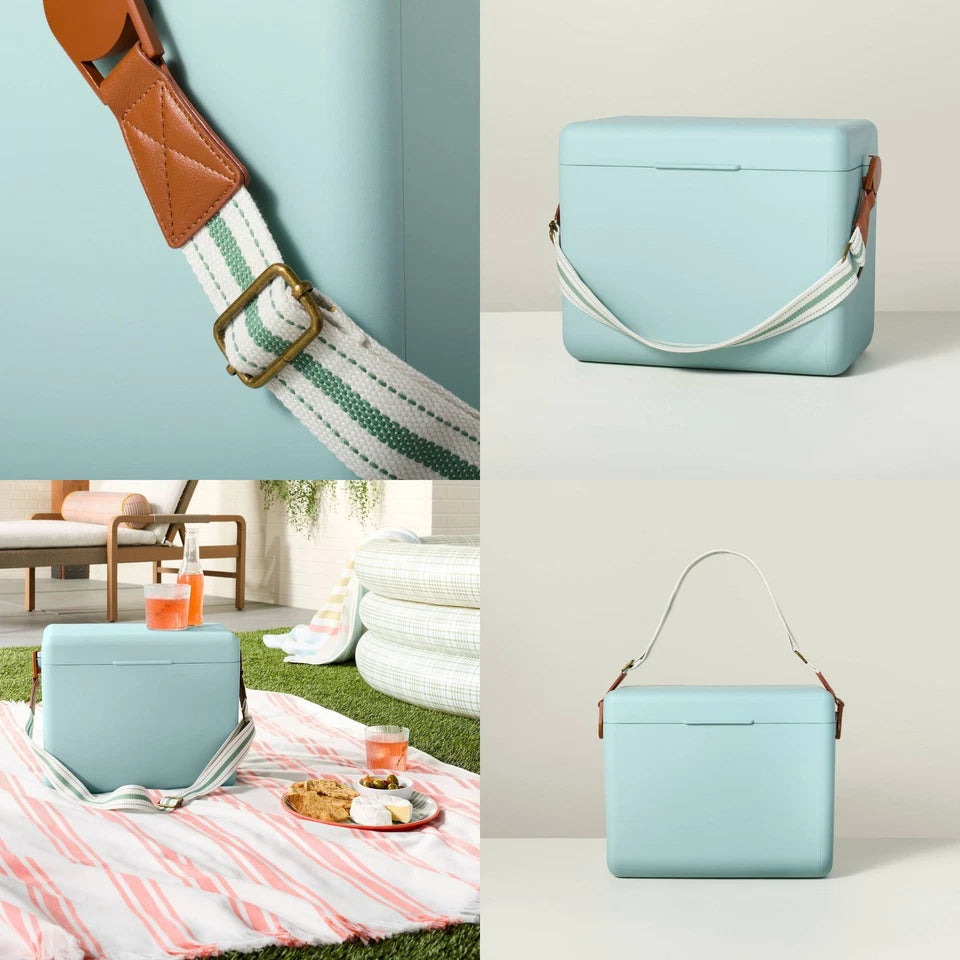 Hard-Sided Portable Cooler Light Blue
