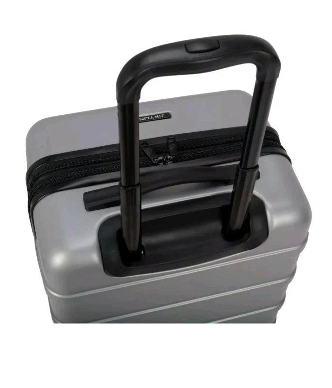 1-Piece Hardside Checked Spinner Luggage - Silver