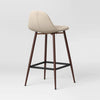 Curved Back Counter Stool Bar Round Mid-Century Metal Cream