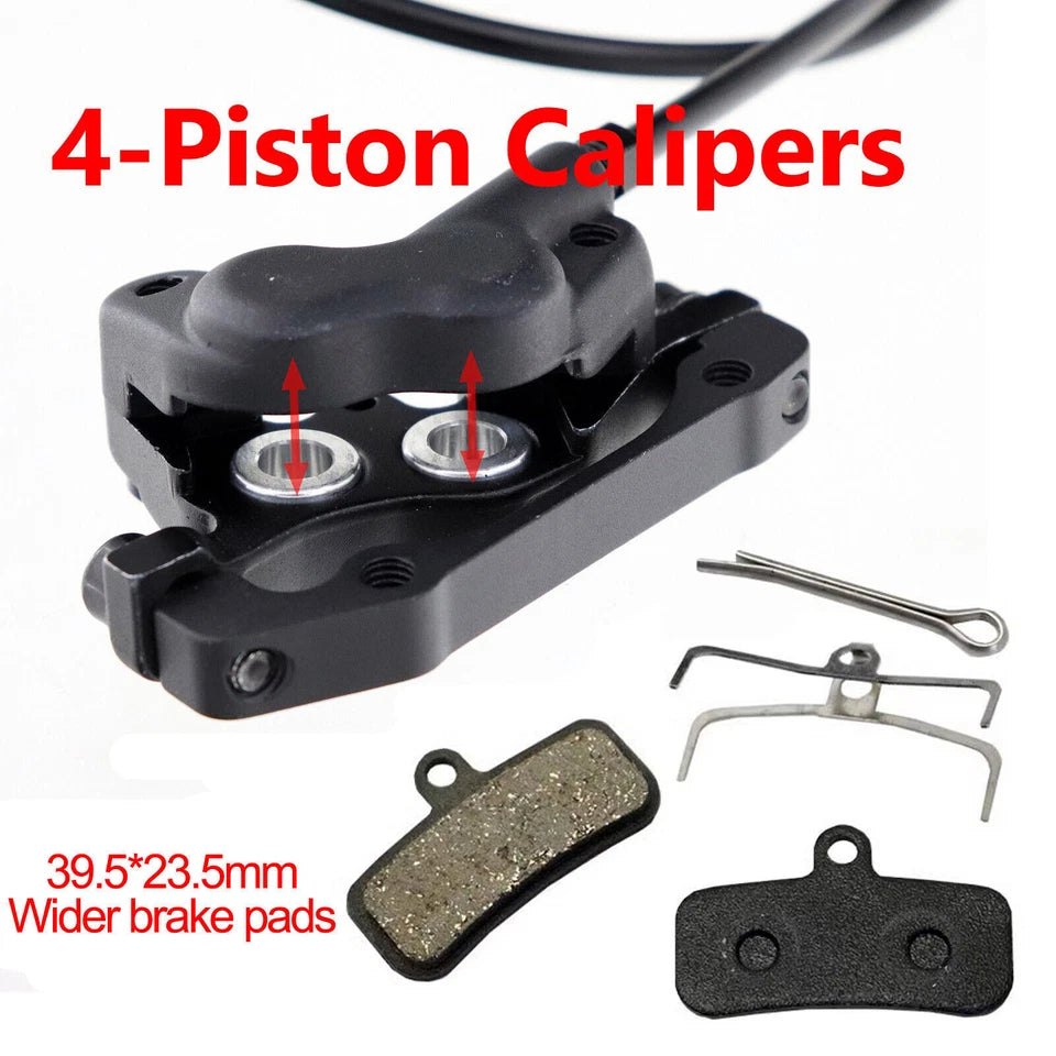 E-Bike Red Hydraulic Disc Brake 4-Piston Caliper w/Power-Off MTB