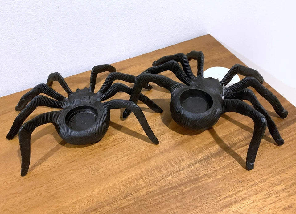 Metal Spider Tea Light Candle Holder Halloween Tarantula Set of 4