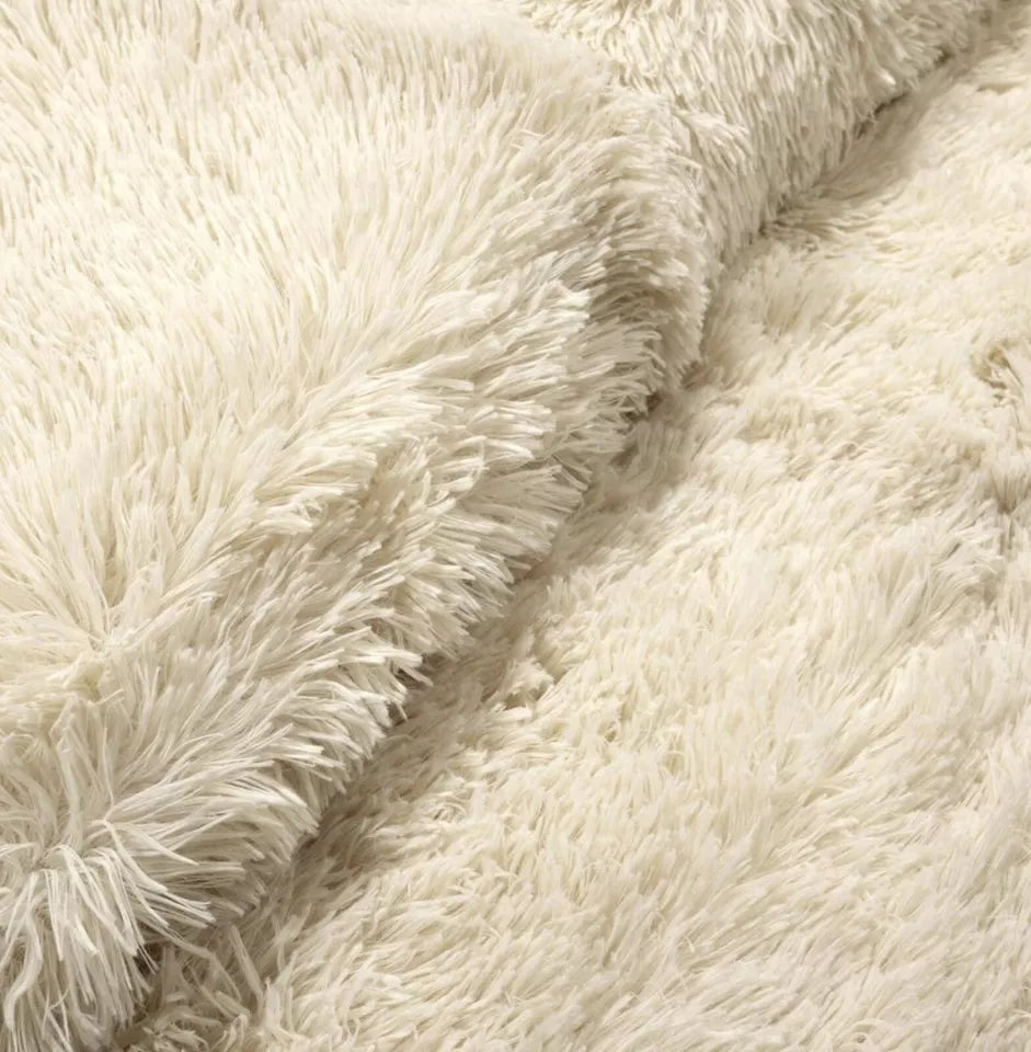 3 Piece Threshold Faux Fur Channel Stitch Comforter Set - Full/Queen Beige