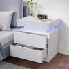 2-Drawer LED White Nightstand
