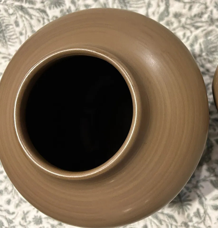 Faceted Stoneware Decorative Ceramic Vase Brown, final cut