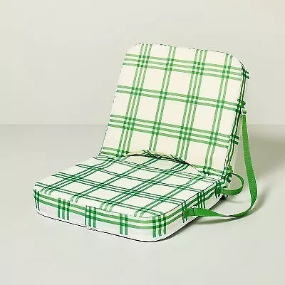 Tri-Stripe Plaid Adjustable Stadium Seat Green/Cream