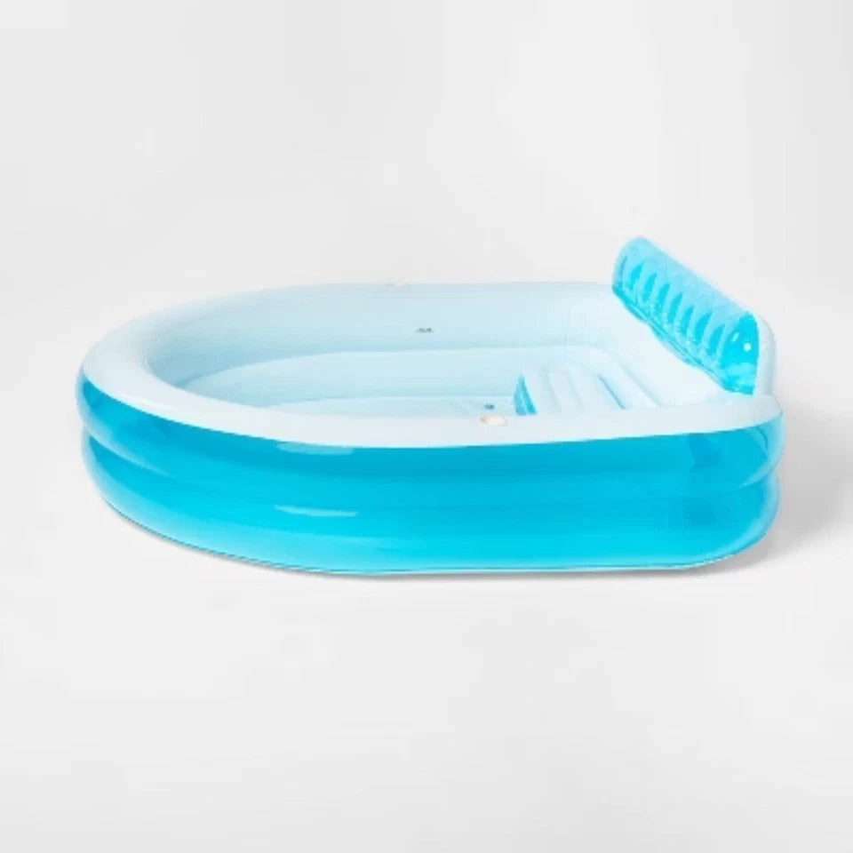 Family Pool with Bench Oval Kiddie Pool - PVC