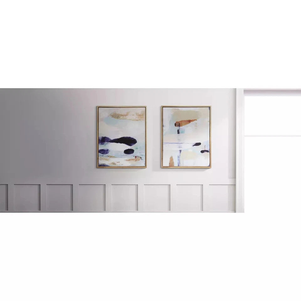 Abstract Diptych Wall Art Canvas Set of 2 Beige