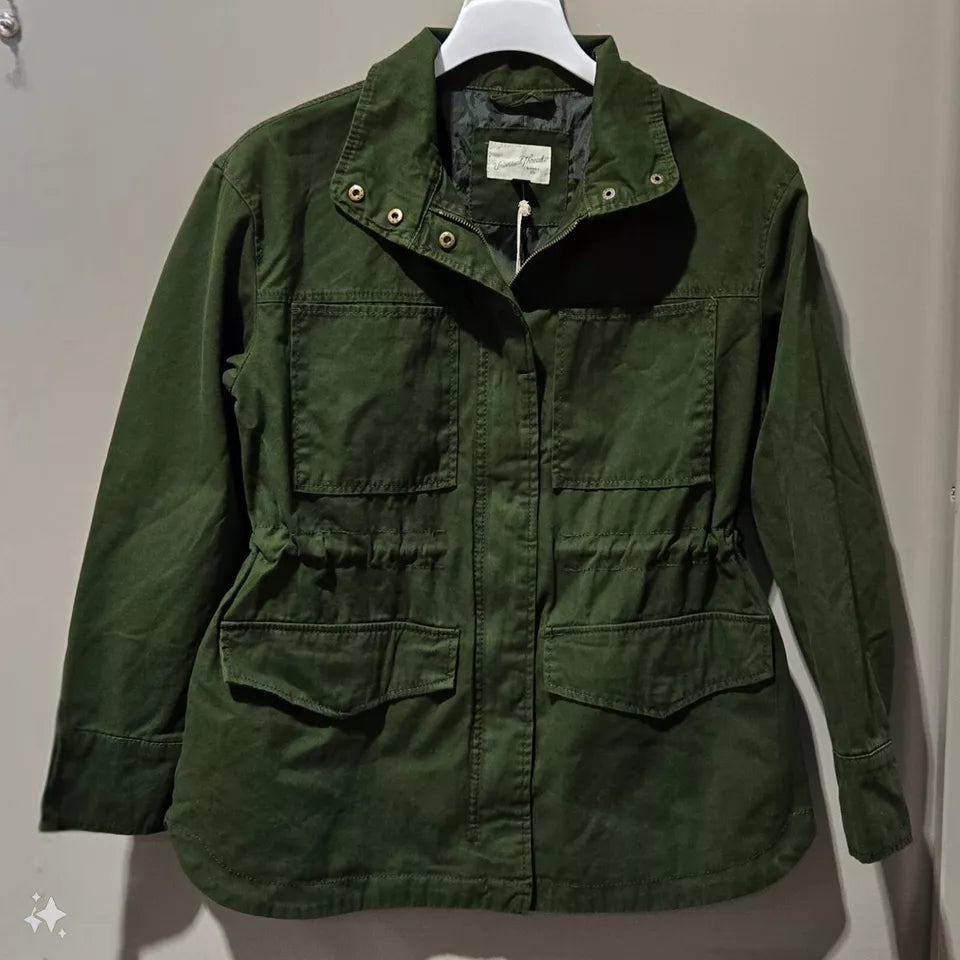 Women's Dark Green Full Zip Utility Military Field Jacket