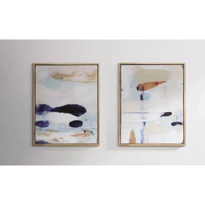 Abstract Diptych Wall Art Canvas Set of 2 Beige