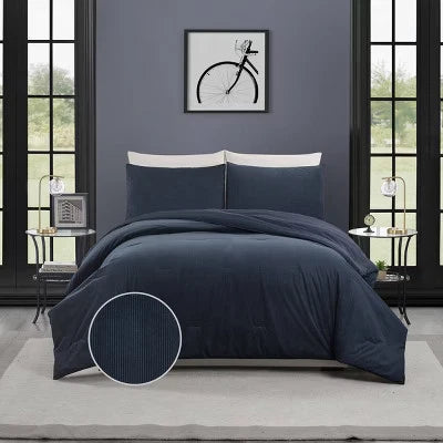 Teen Twin/Twin XL Corduroy Comforter Set Blue