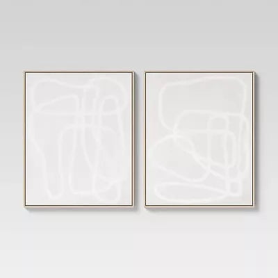 (Set of 2) Line Drawing Wall Canvases Gray/White