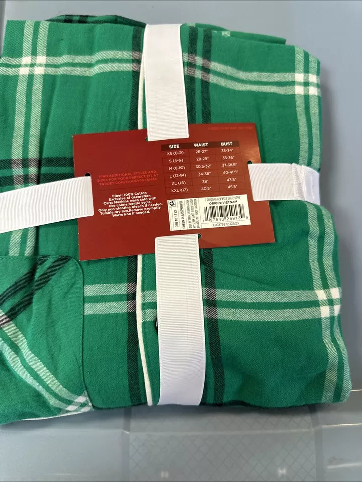 Women's Plaid Flannel Matching Family Pajama Set - Green Size Small