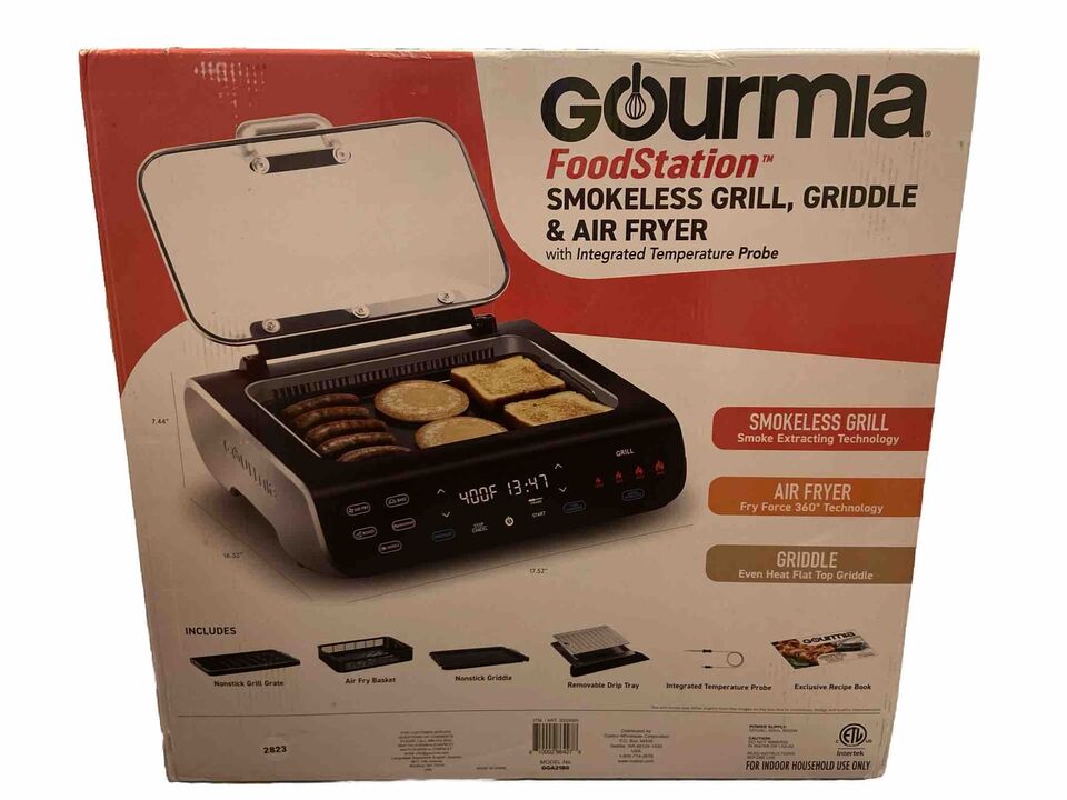 3-in-1 Smokeless Grill, Griddle, & Air Fryer with Integrated