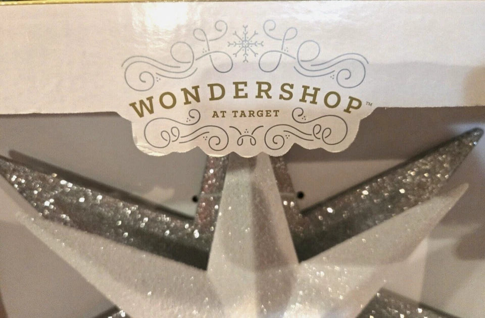 Twinkling LED Lit Tree Topper Silver White 21 Lights, final cut