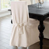 Natural Cotton Duck Long Dining Chair Slipcover Machine Washable Relaxed Fit