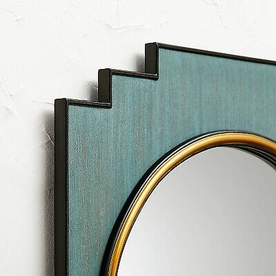 Wood and Brass Wall Mirror Blue - Opalhouse designed with Jungalow