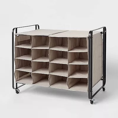 4 Tier Rolling Cubby Shoe Rack Black
