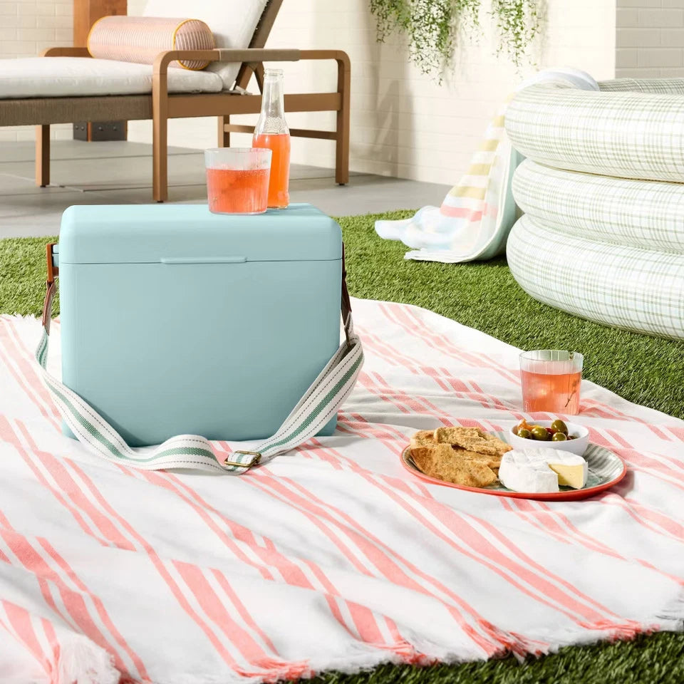 Hard-Sided Portable Cooler Light Blue