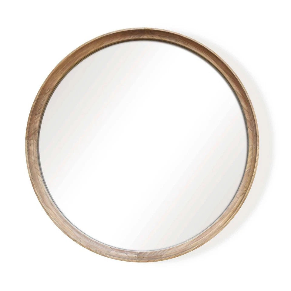 26" Classic Wood Round Mirror Natural - Threshold SHOWROOM ITEM