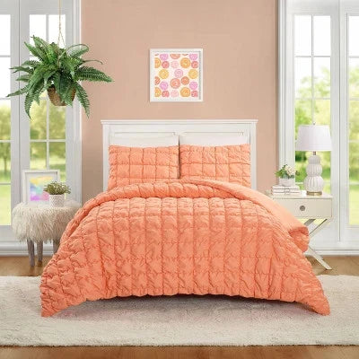 Teen Puffy Comforter Set Peach - Twin