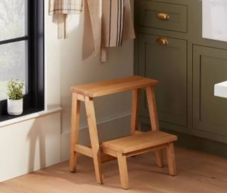 Wood Kitchen Step Stool Natural