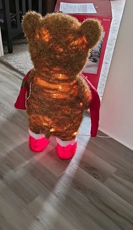 Incandescent Tinsel Bear Gifts Christmas Novelty Sculpture Light, final cut