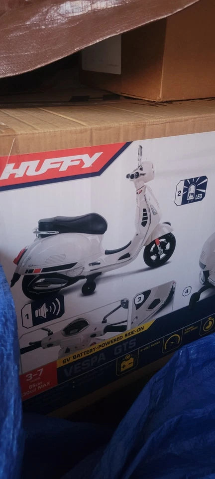 6V Vespa Ride-On Electric Scooter Kids Ideal , White