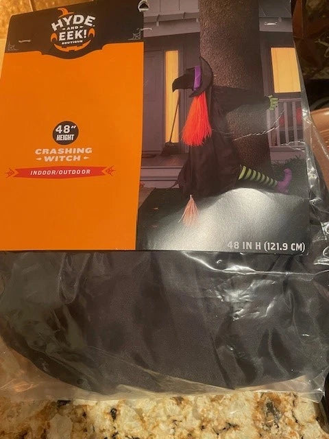 Large Crashing Funny Halloween Witch Weatherproof