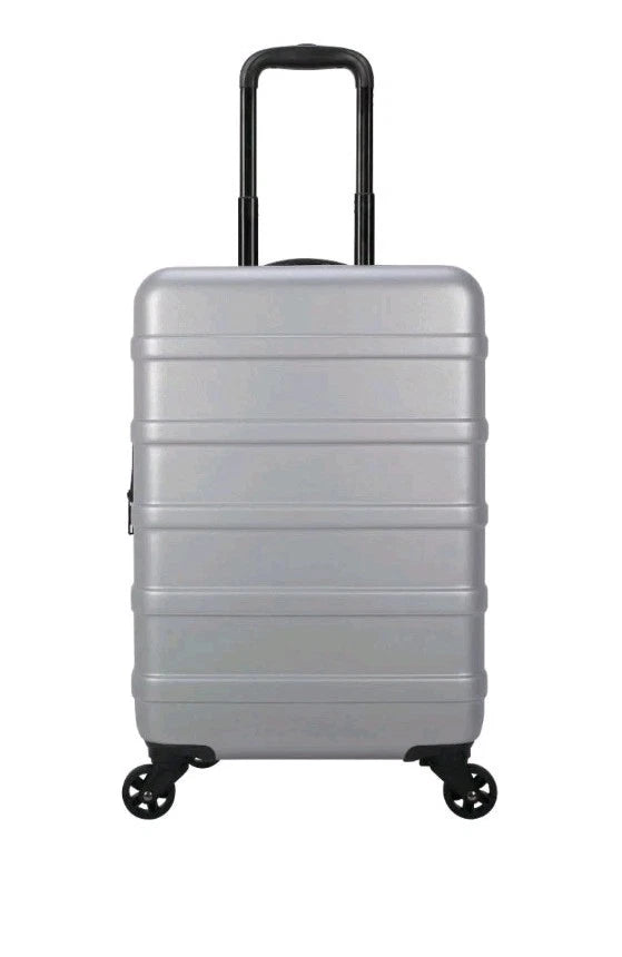 1-Piece Hardside Checked Spinner Luggage - Silver