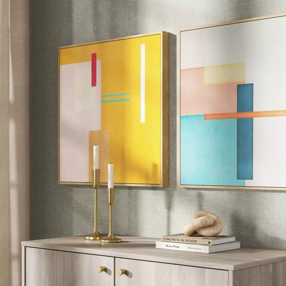 (Set of 2) Color Blocks Framed Wall Canvases