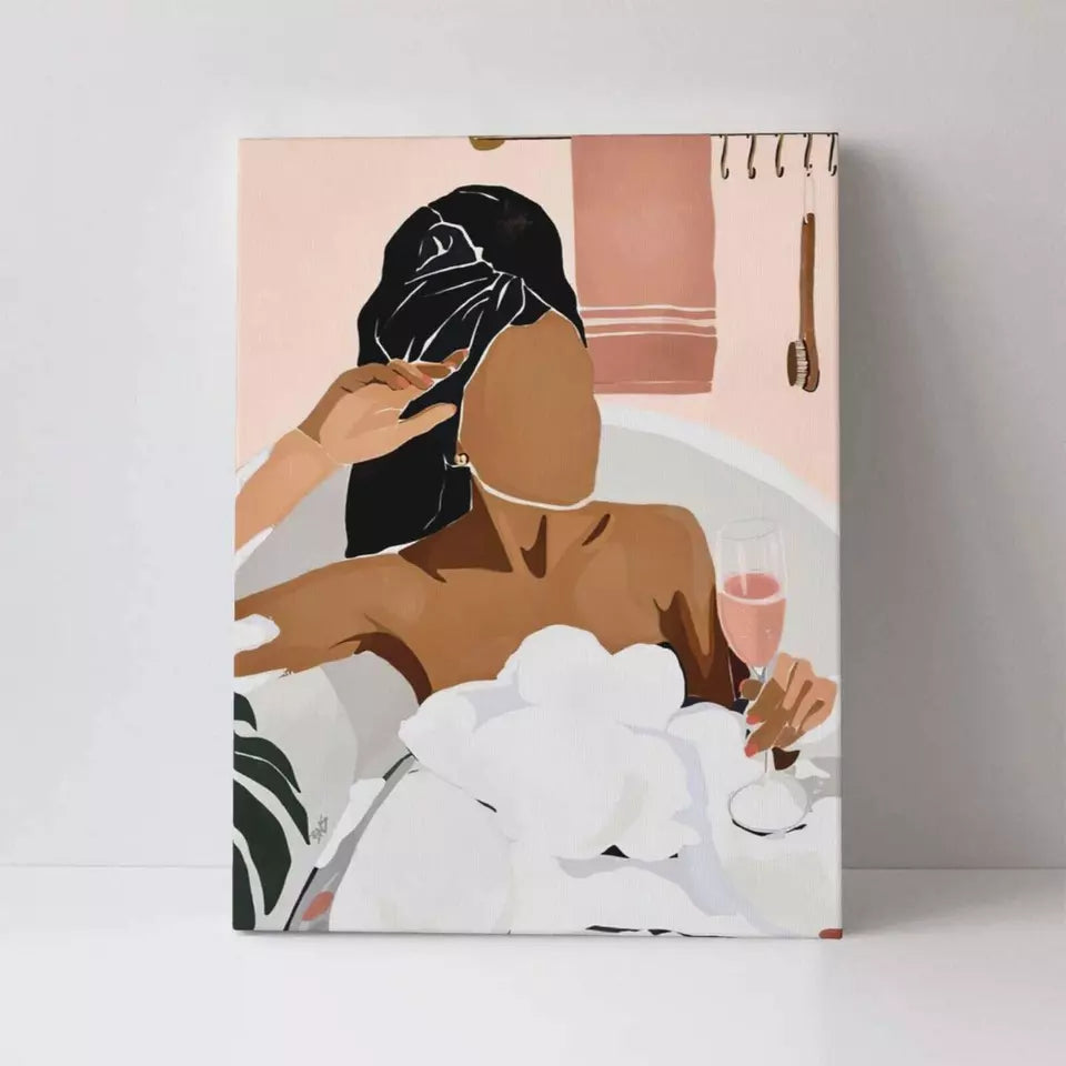 Bathroom Decor Wall Art Relaxing Black Women In Bathtub Wall De