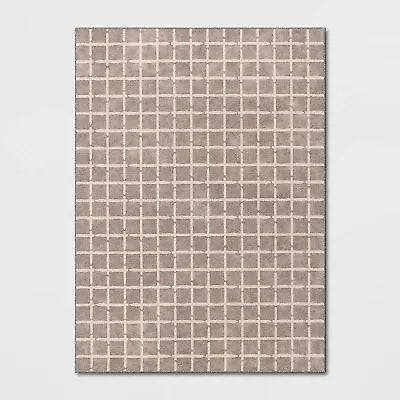 Washable Small Checkered Area Rug Gray - 4'x5'
