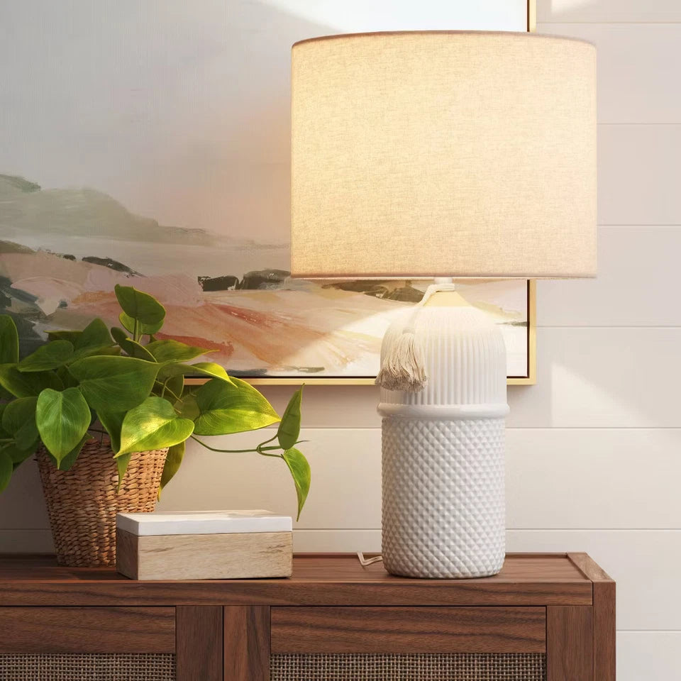 Large Assembled Ceramic Table Lamp White