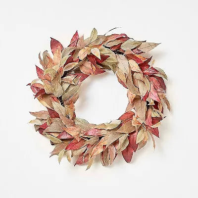 Eucalyptus Artificial Wreath Green -: Faux Polyester Leaves Unlit Indoor - Set of 2