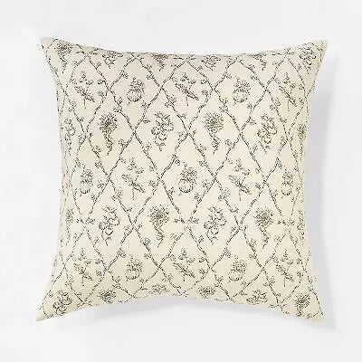 Oversized Woven Harvest Square Throw Pillow Cream/Dark Brown