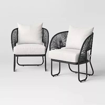 Mackworth 2pk Rope Patio Club Chairs, Outdoor Furniture