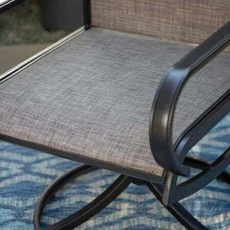 Black Swivel Textilene Metal Patio Outdoor Dining Chair (2-Pack)