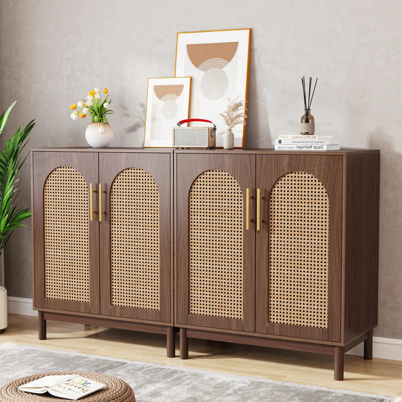 Accent Rattan Storage Cabinet with Doors