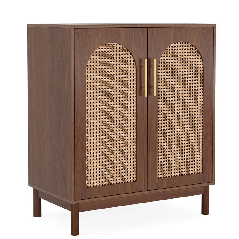Accent Rattan Storage Cabinet with Doors