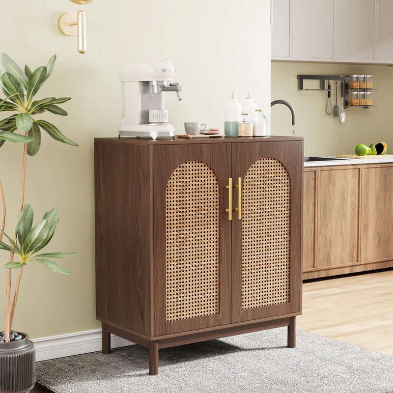 Accent Rattan Storage Cabinet with Doors